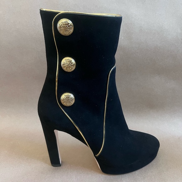 Women’s Luis Onofre Black Suede Leather Platform High Heel Ankle Boots 39 - Picture 2 of 12